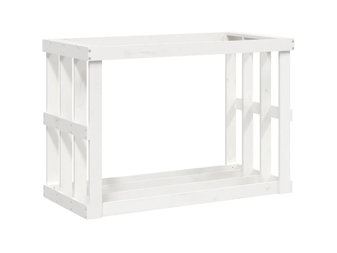 Porte-bûches d’extérieur Blanc 108x52x74 cm Bois massif de pin EFVE81418 BonneVie Meuble