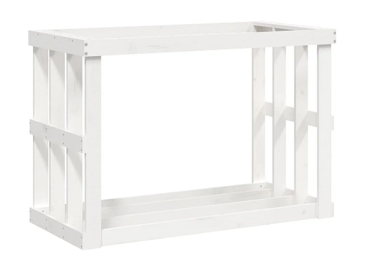 Porte-bûches d’extérieur Blanc 108x52x74 cm Bois massif de pin EFVE81418 BonneVie Meuble