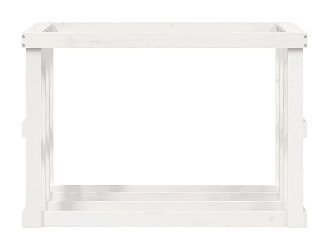 Porte-bûches d’extérieur Blanc 108x52x74 cm Bois massif de pin EFVE81418 BonneVie Meuble