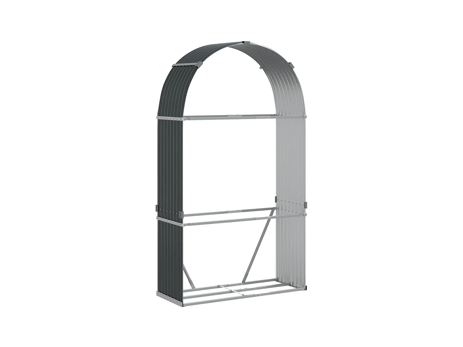 Porte-bûches anthracite 120x45x210 cm acier galvanisé EFVE90453 BonneVie Meuble