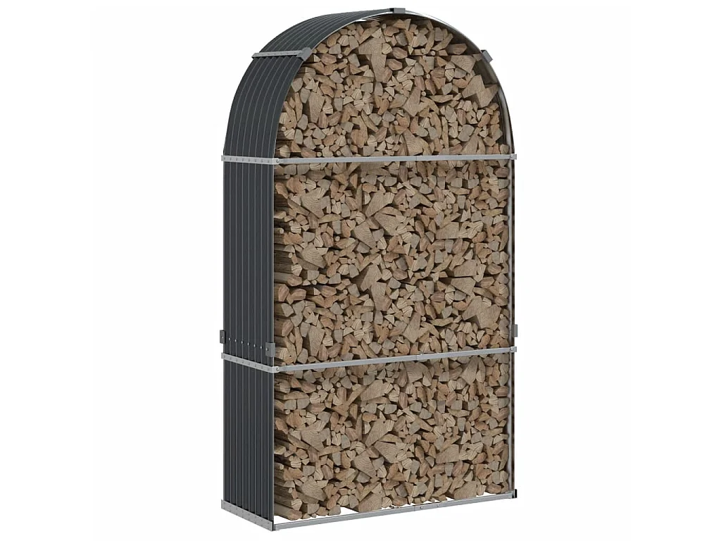 Porte-bûches anthracite 120x45x210 cm acier galvanisé EFVE90453 BonneVie Meuble