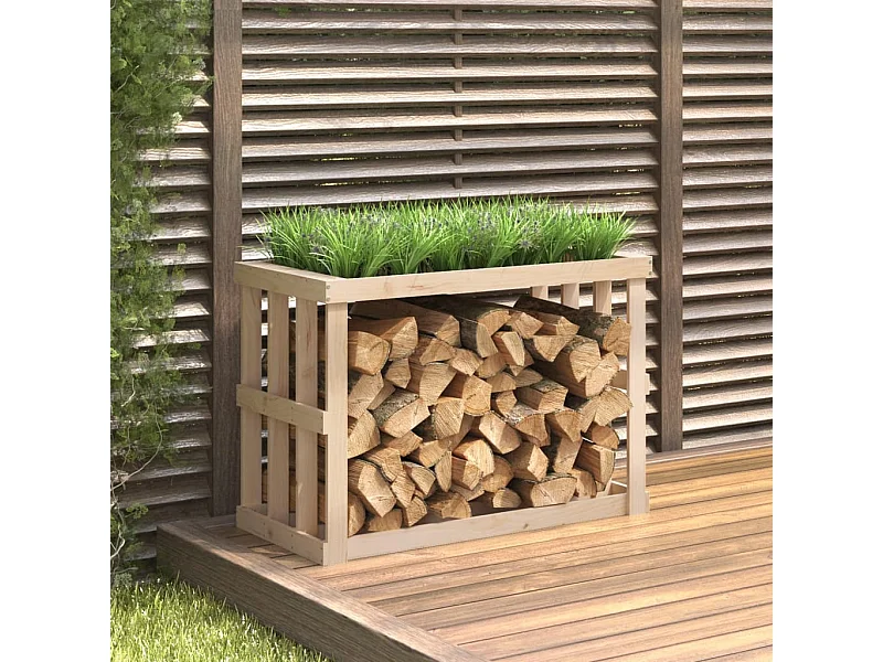 Porte-bûches d’extérieur 108x52x74 cm Bois massif de pin EFVE72549 BonneVie Meuble