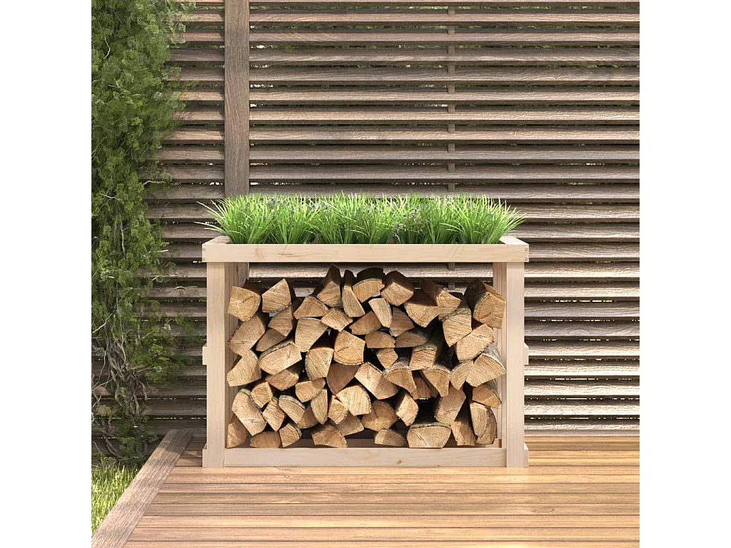 Porte-bûches d’extérieur 108x52x74 cm Bois massif de pin EFVE72549 BonneVie Meuble