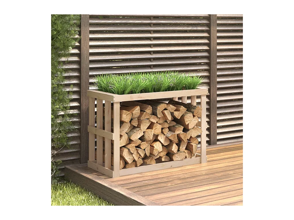 Porte-bûches d’extérieur 108x52x74 cm Bois massif de pin EFVE72549 BonneVie Meuble