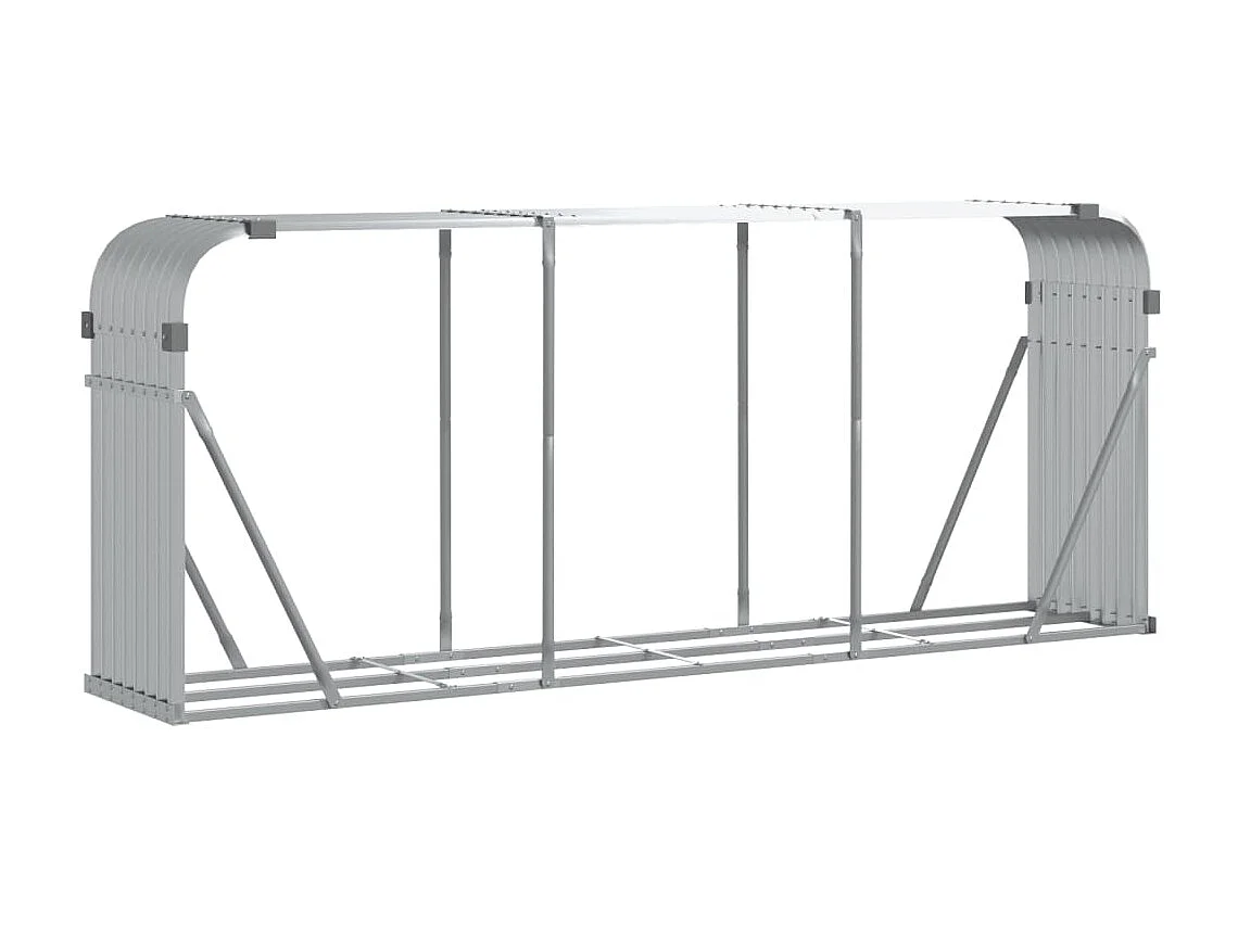 Porte-bûches argenté 234x45x100 cm acier galvanisé EFVE81005 BonneVie Meuble