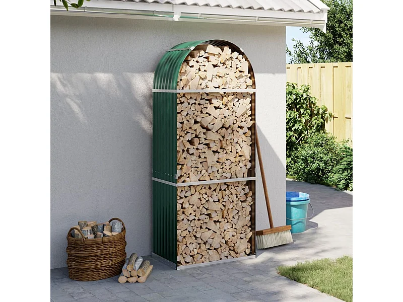 Suporte de lenha 80x45x190 cm aço galvanizado verde PT453481