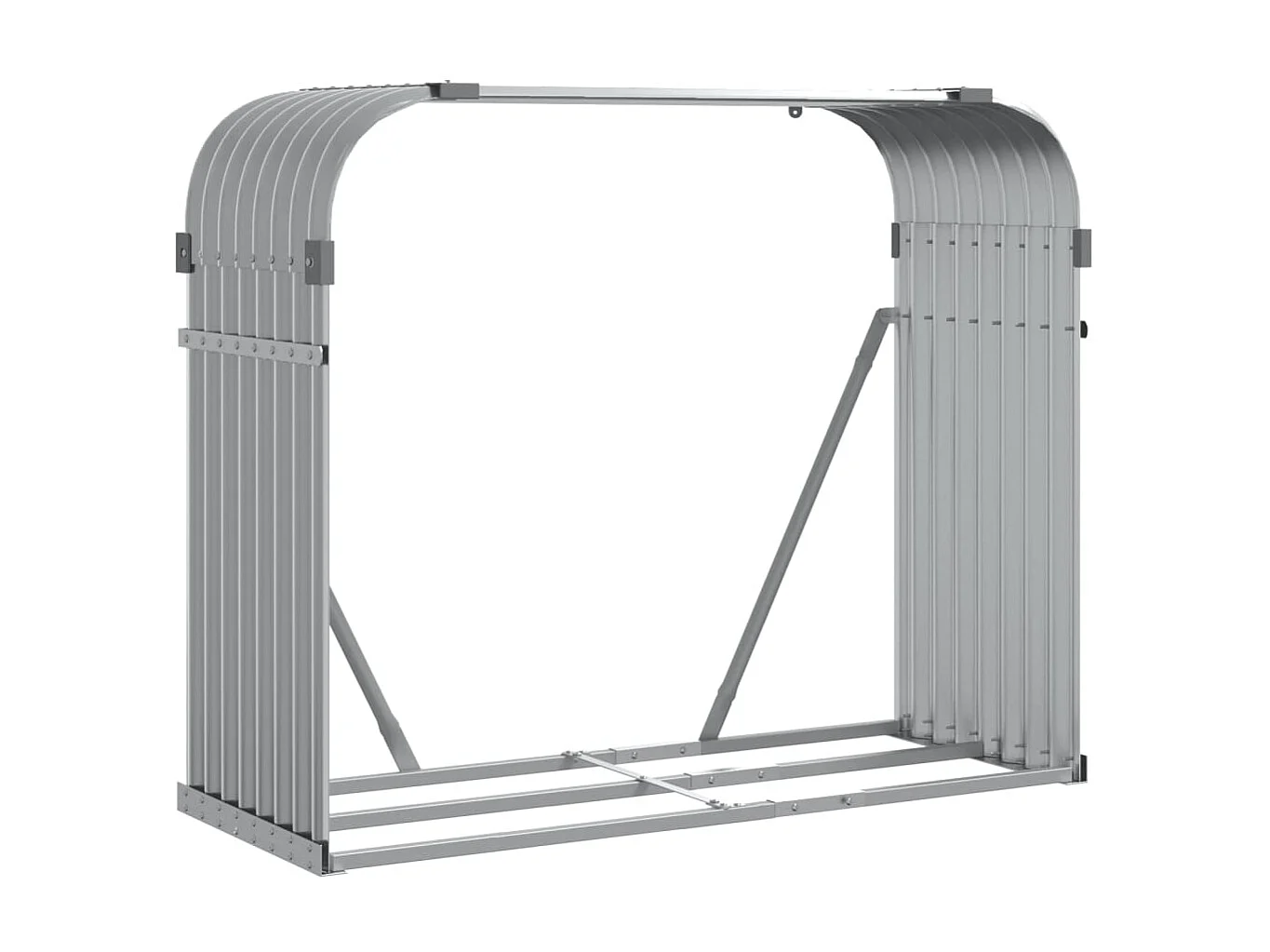 Porte-bûches gris clair 120x45x100 cm acier galvanisé EFVE26579 BonneVie Meuble