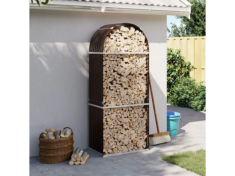 Suporte de lenha 80x45x190 cm aço galvanizado castanho PT532989