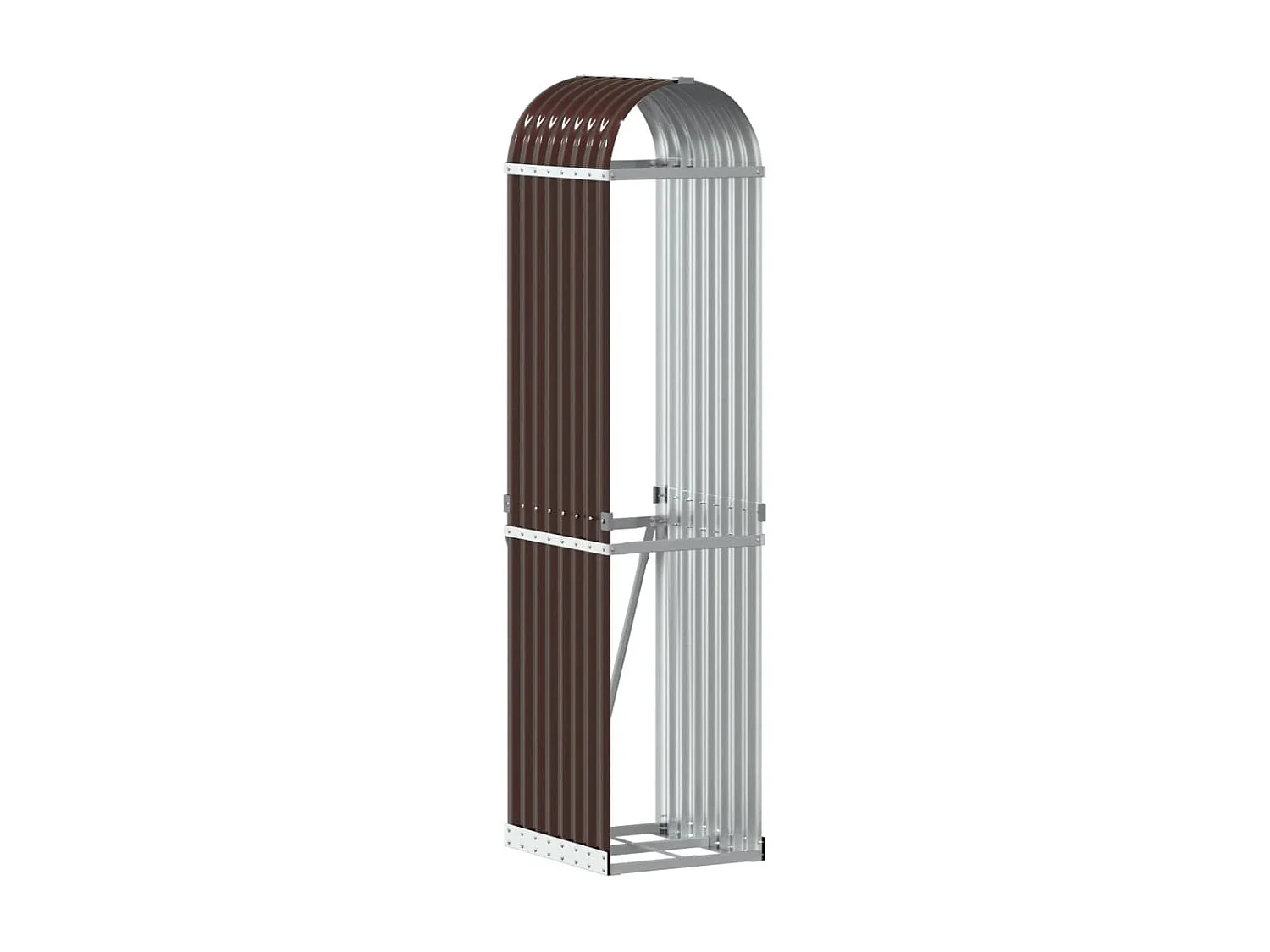 Porte-bûches marron 40x45x170 cm acier galvanisé EFVE86846 BonneVie Meuble