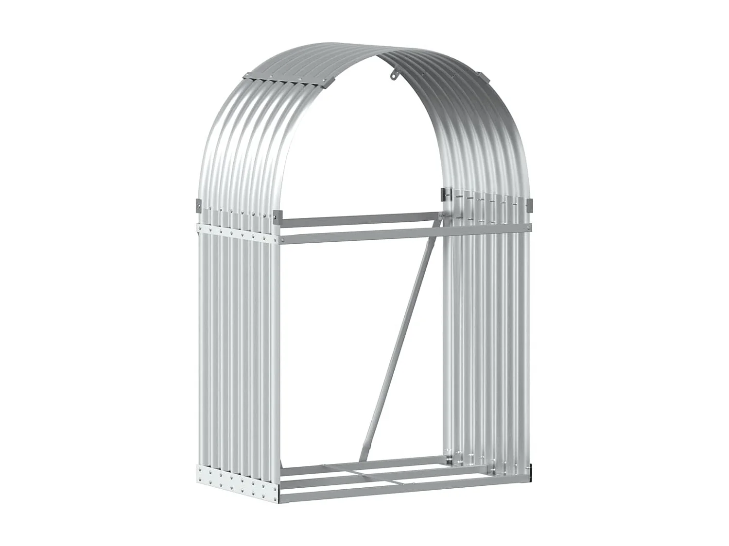 Porte-bûches argenté 80x45x120 cm acier galvanisé EFVE35351 BonneVie Meuble