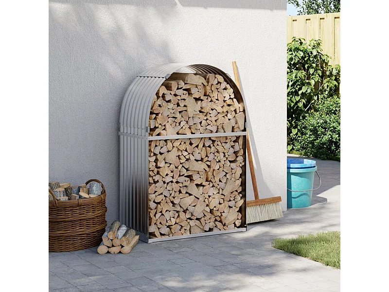 Haardhoutopslag 80x45x120 cm gegalvaniseerd staal zilverkleurig NL843196