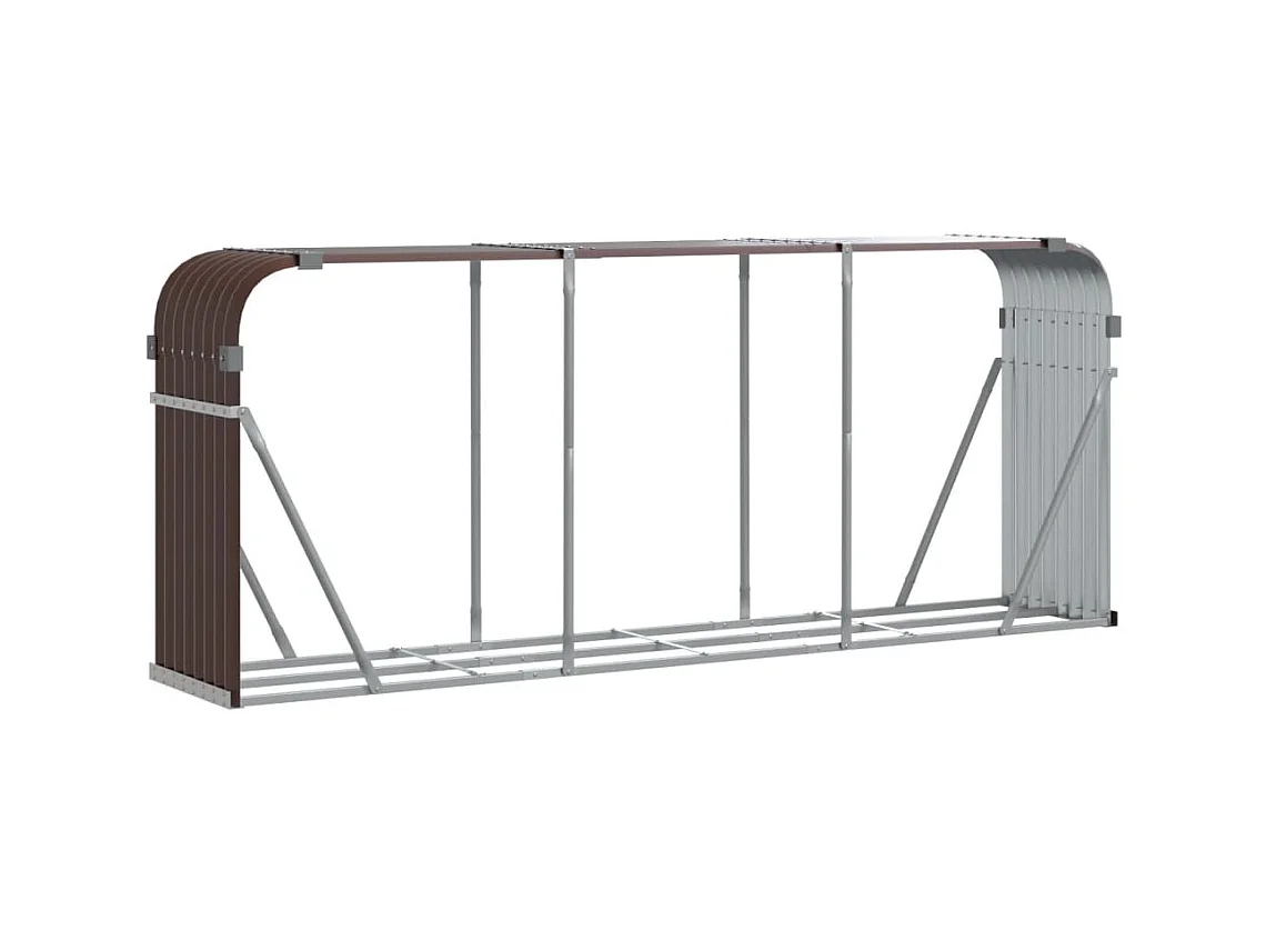 Porte-bûches marron 234x45x100 cm acier galvanisé EFVE50239 BonneVie Meuble