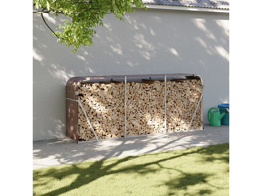 Haardhoutopslag 234x45x100 cm gegalvaniseerd staal bruin NL781102