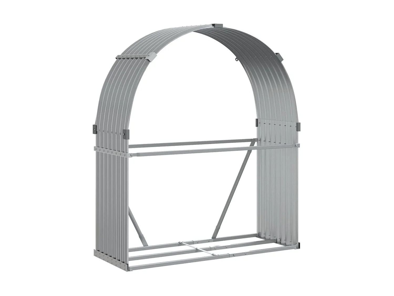 Porte-bûches gris clair 120x45x140 cm acier galvanisé EFVE41144 BonneVie Meuble
