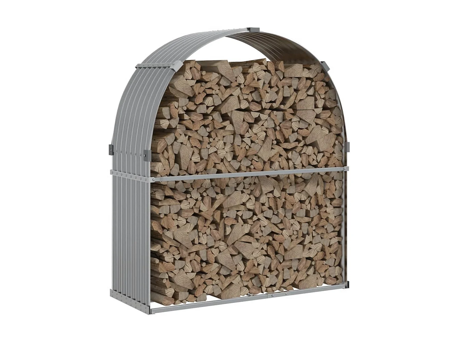 Porte-bûches gris clair 120x45x140 cm acier galvanisé EFVE41144 BonneVie Meuble