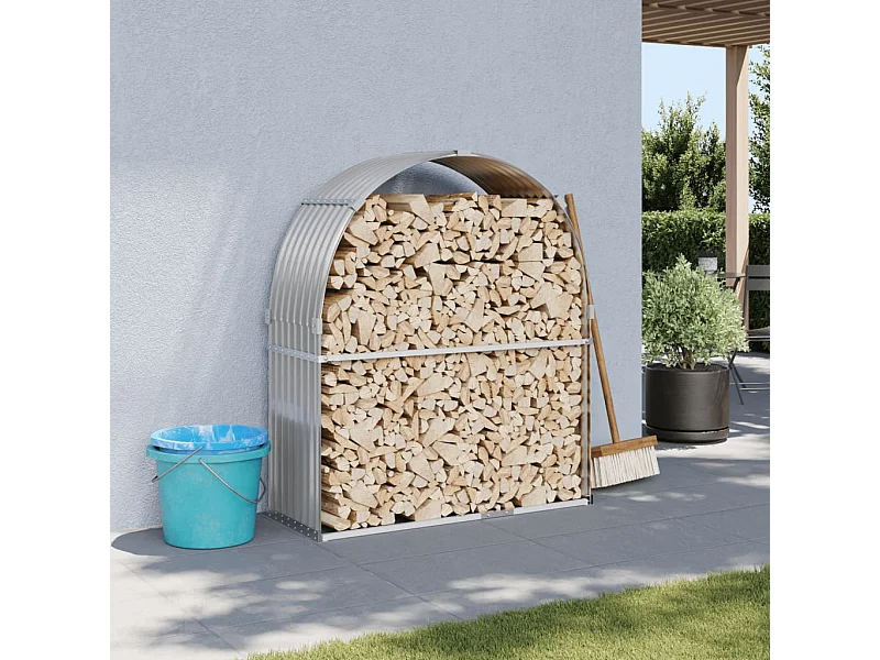 Haardhoutopslag 120x45x140 cm gegalvaniseerd staal lichtgrijs NL760744
