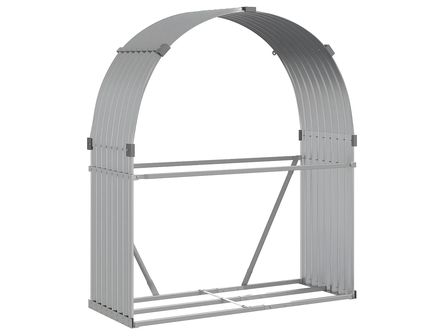 Leñero de acero galvanizado plateado 120x45x140 cm ES133943