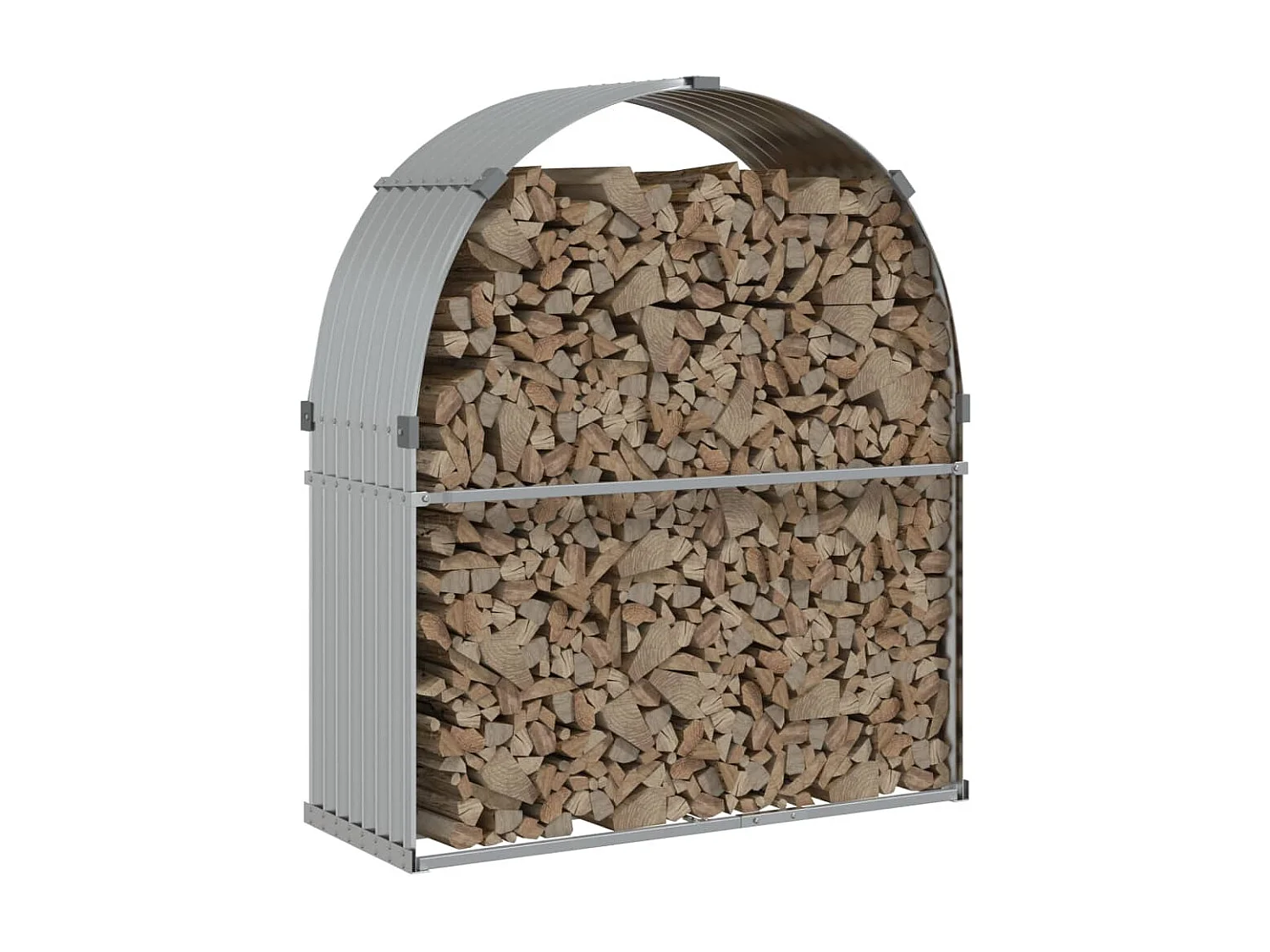 Suporte de lenha 120x45x140 cm aço galvanizado prateado PT649116