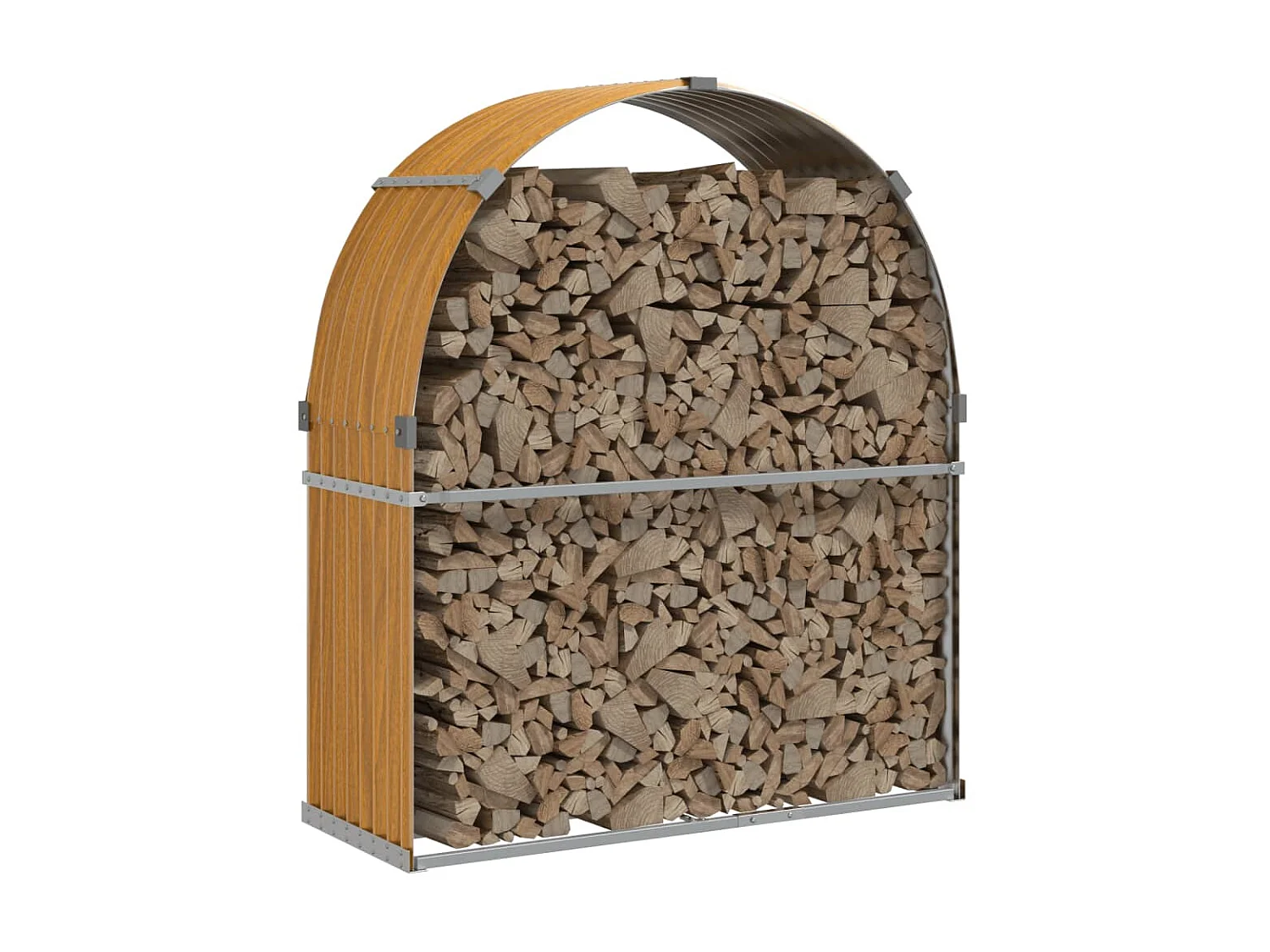 Porte-bûches marron clair 120x45x140 cm acier galvanisé EFVE34294 BonneVie Meuble