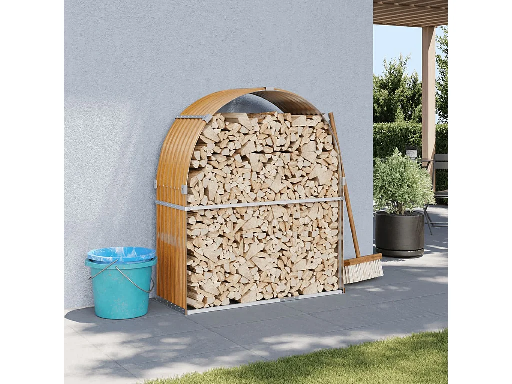 Haardhoutopslag 120x45x140 cm gegalvaniseerd staal lichtbruin NL672687