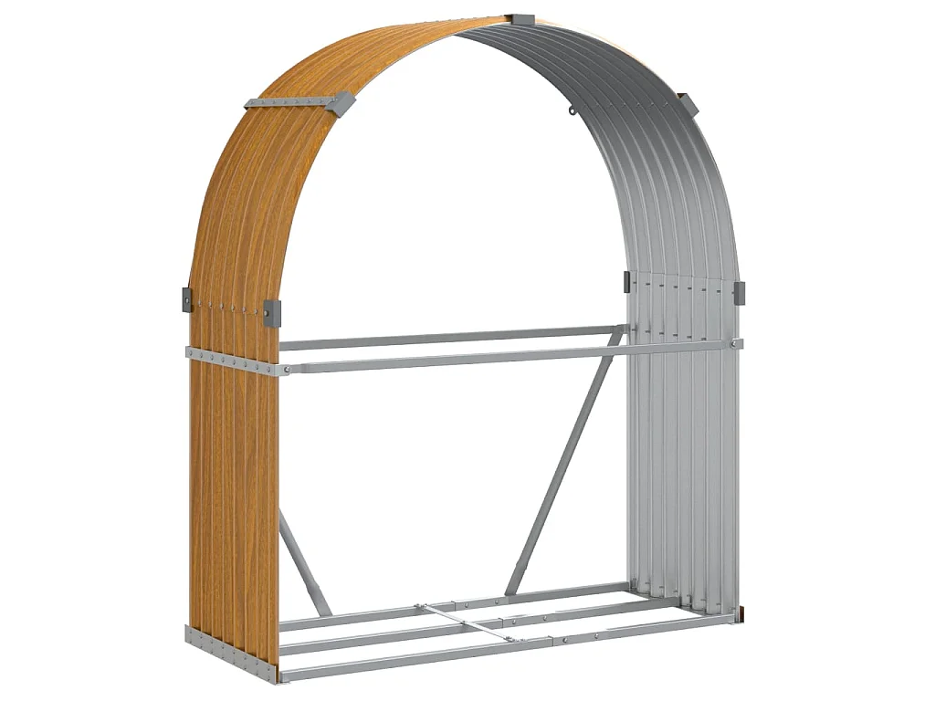 Haardhoutopslag 120x45x140 cm gegalvaniseerd staal lichtbruin NL672687