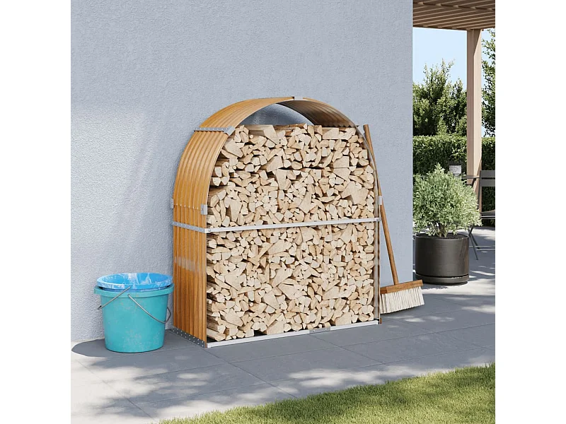 Haardhoutopslag 120x45x140 cm gegalvaniseerd staal lichtbruin NL672687