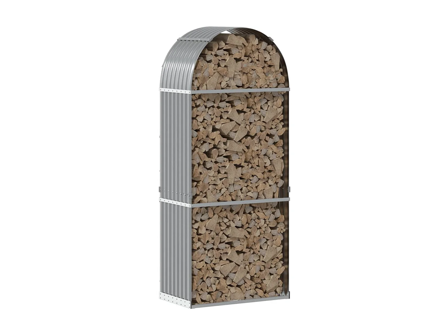 Porte-bûches gris clair 80x45x190 cm acier galvanisé EFVE40862 BonneVie Meuble