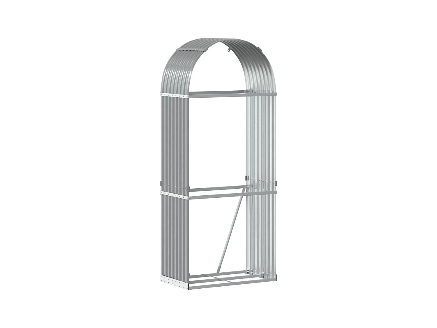 Leñero de acero galvanizado gris claro 80x45x190 cm ES914942