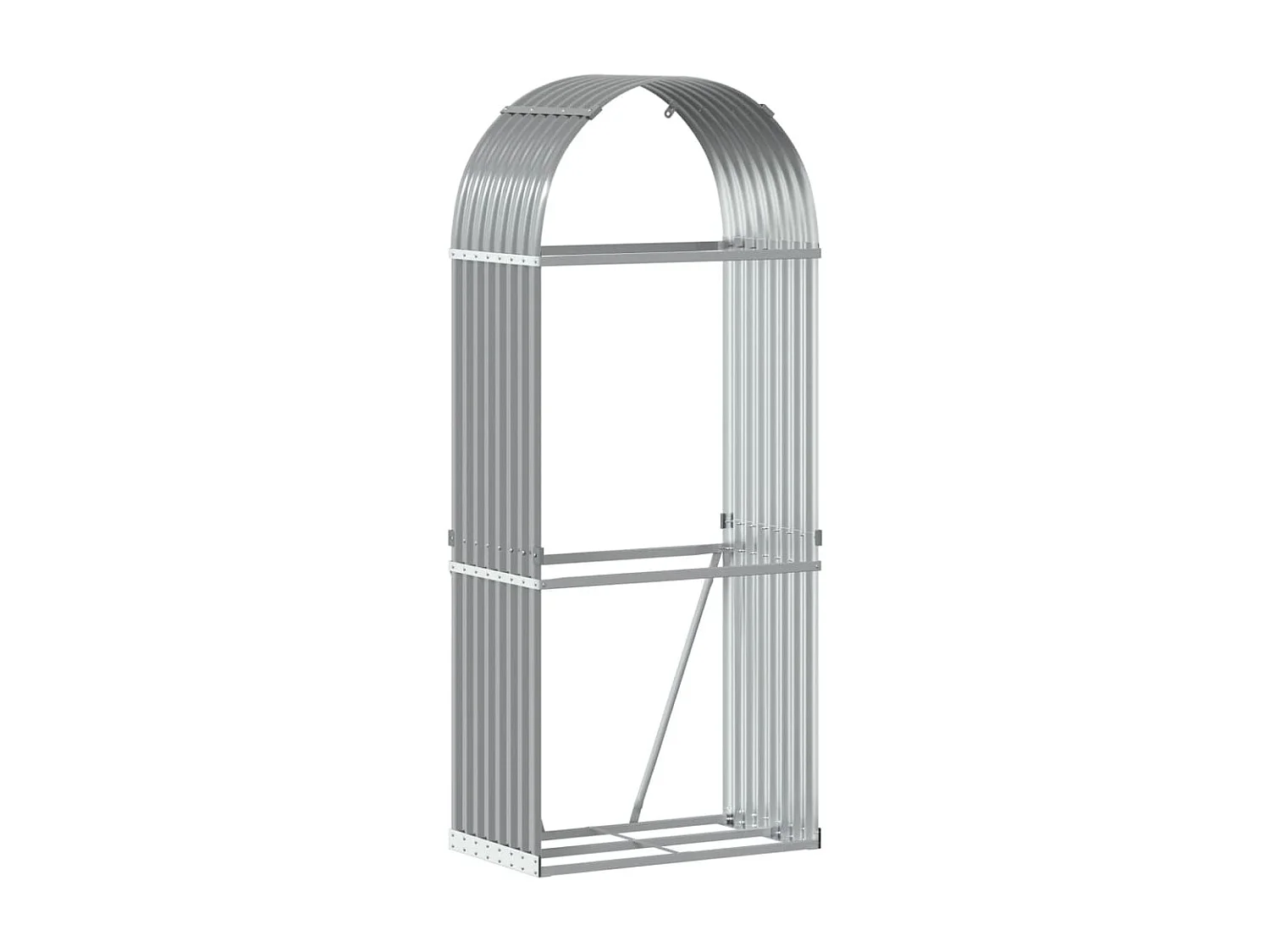 Porte-bûches gris clair 80x45x190 cm acier galvanisé EFVE40862 BonneVie Meuble