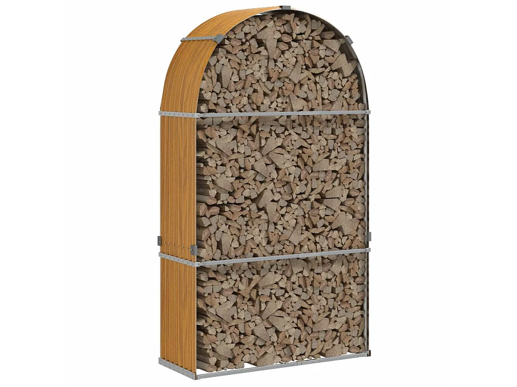 Porte-bûches marron clair 120x45x210 cm acier galvanisé EFVE46792 BonneVie Meuble