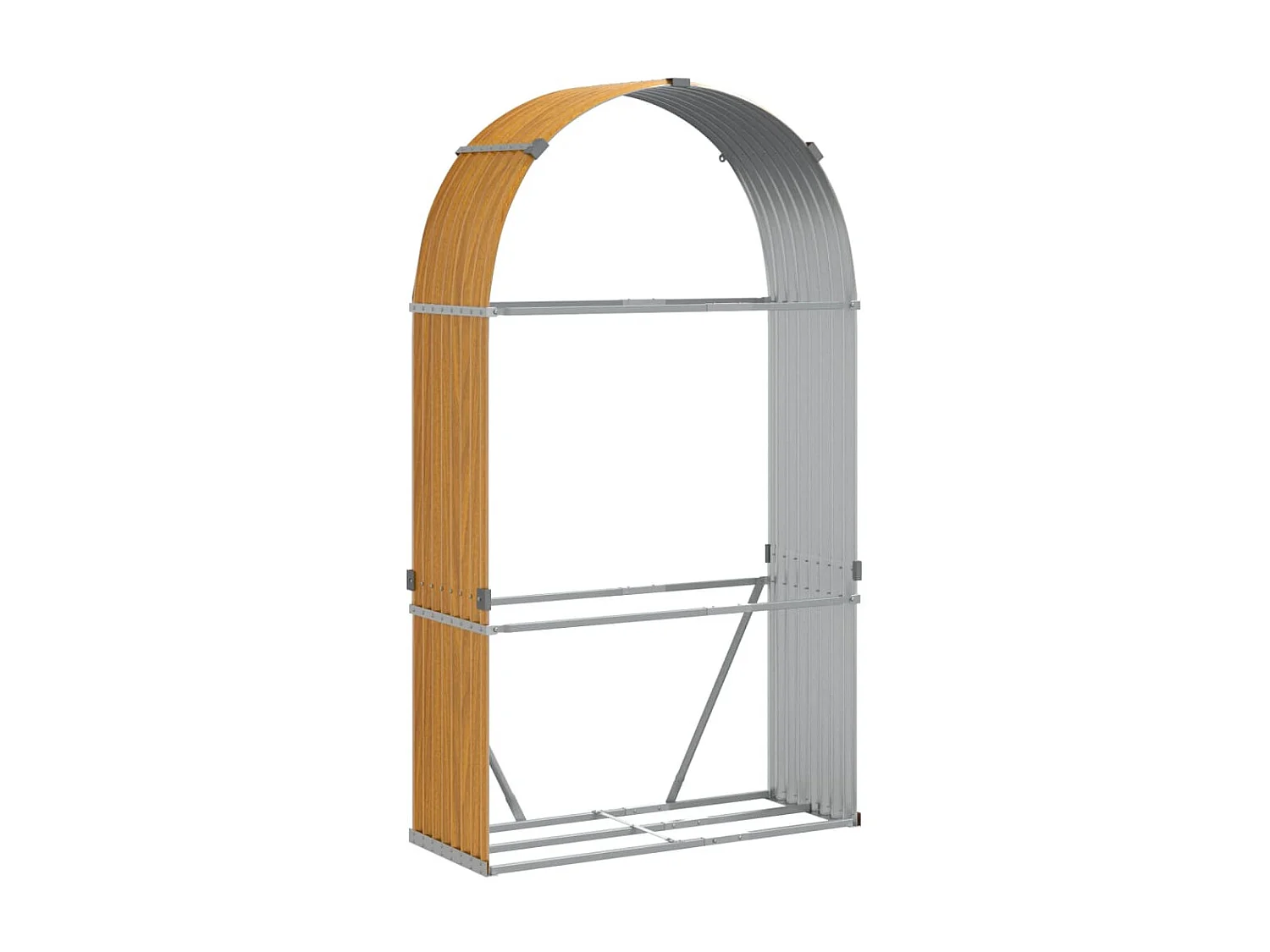 Haardhoutopslag 120x45x210 cm gegalvaniseerd staal lichtbruin NL700765