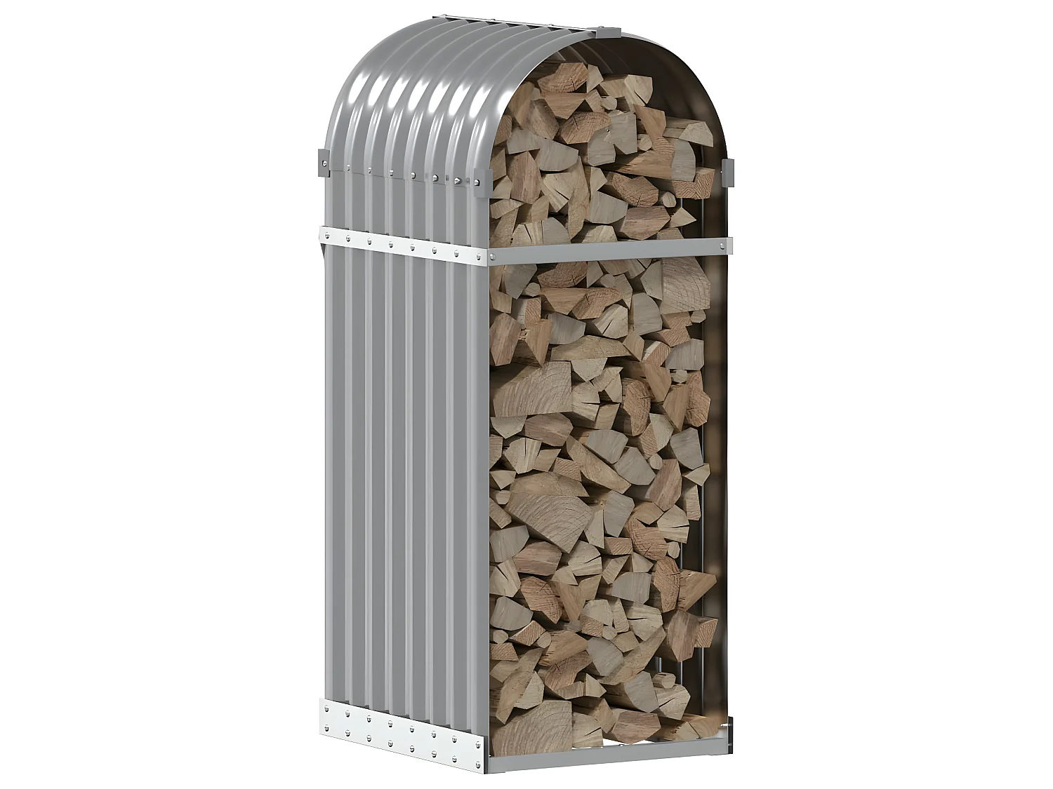 Porte-bûches gris clair 40x45x100 cm acier galvanisé EFVE71838 BonneVie Meuble