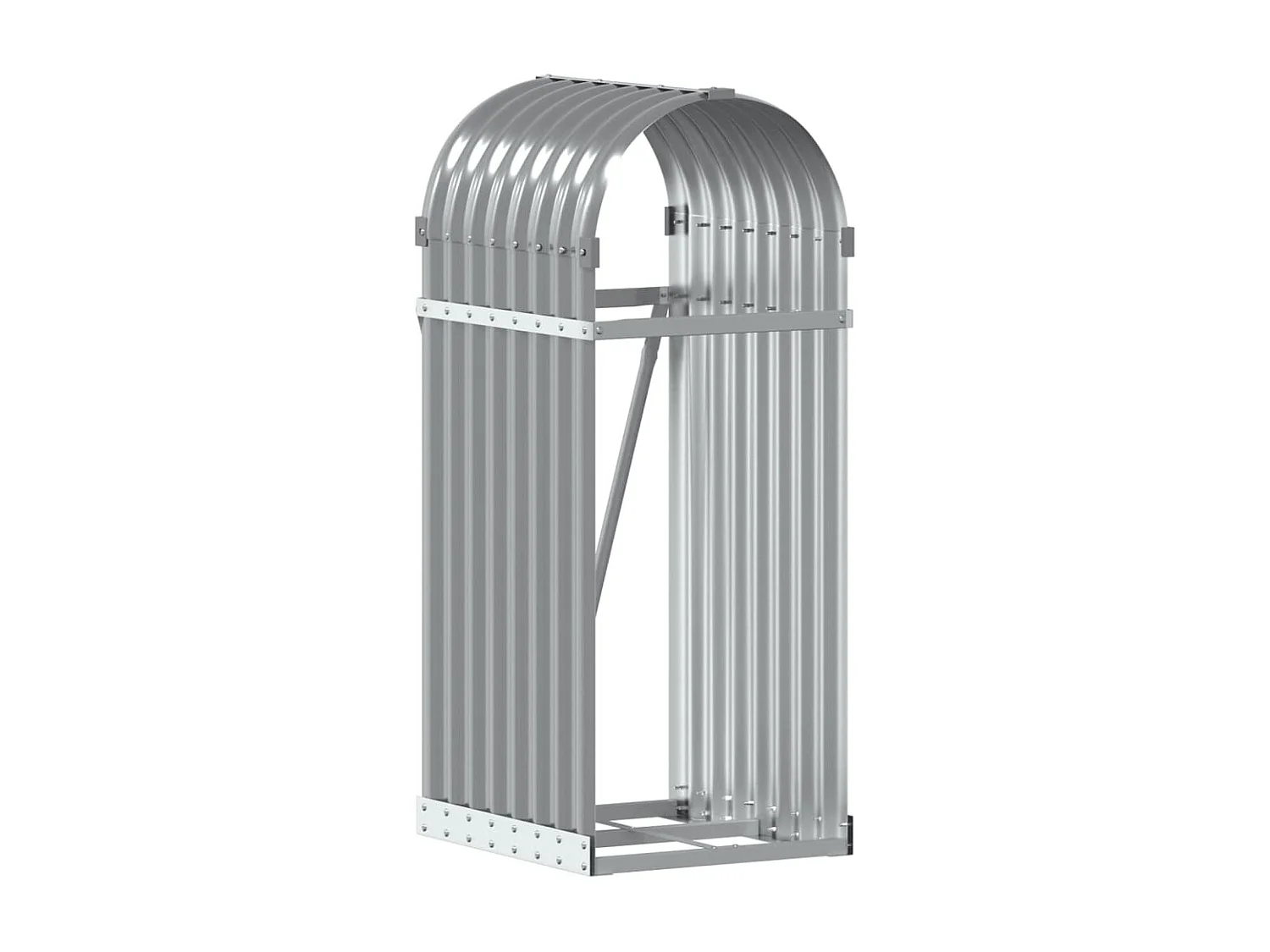 Porte-bûches gris clair 40x45x100 cm acier galvanisé EFVE71838 BonneVie Meuble