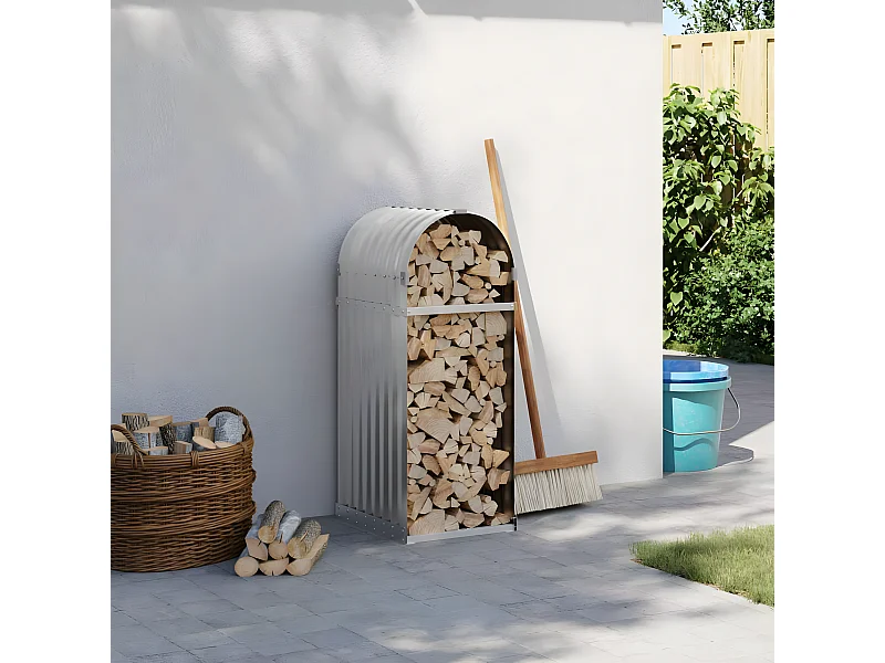 Haardhoutopslag 40x45x100 cm gegalvaniseerd staal lichtgrijs NL528822