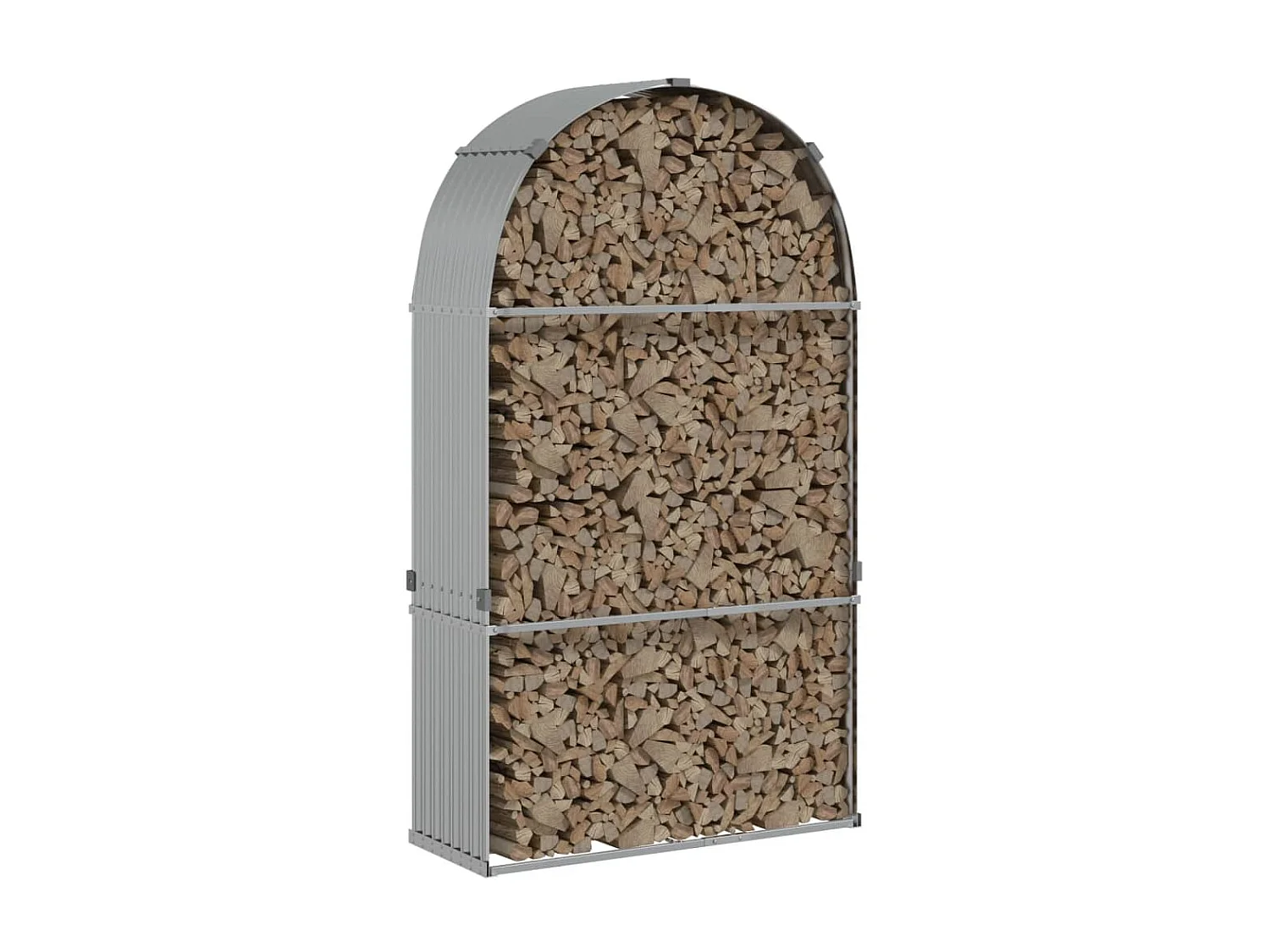 Porte-bûches argenté 120x45x210 cm acier galvanisé EFVE96477 BonneVie Meuble