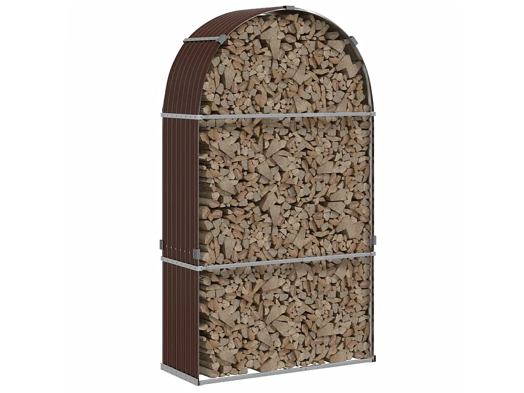 Porte-bûches marron 120x45x210 cm acier galvanisé EFVE33603 BonneVie Meuble