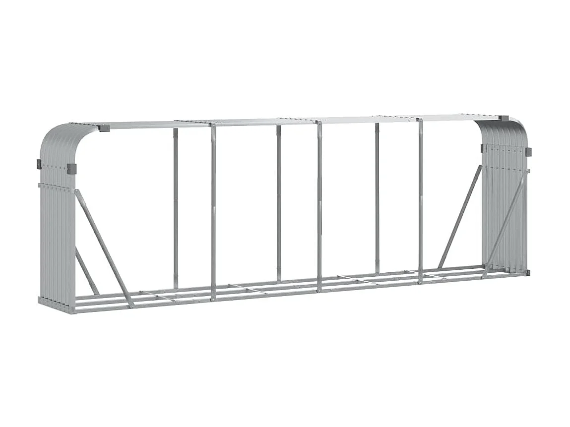 Porte-bûches argenté 300x45x100 cm acier galvanisé EFVE41792 BonneVie Meuble