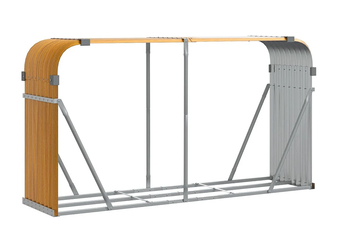 Porte-bûches marron clair 180x45x100 cm acier galvanisé EFVE94807 BonneVie Meuble