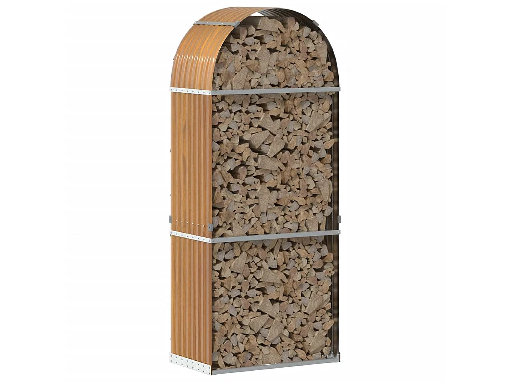 Suporte de lenha 80x45x190 cm aço galvanizado castanho-claro PT548346