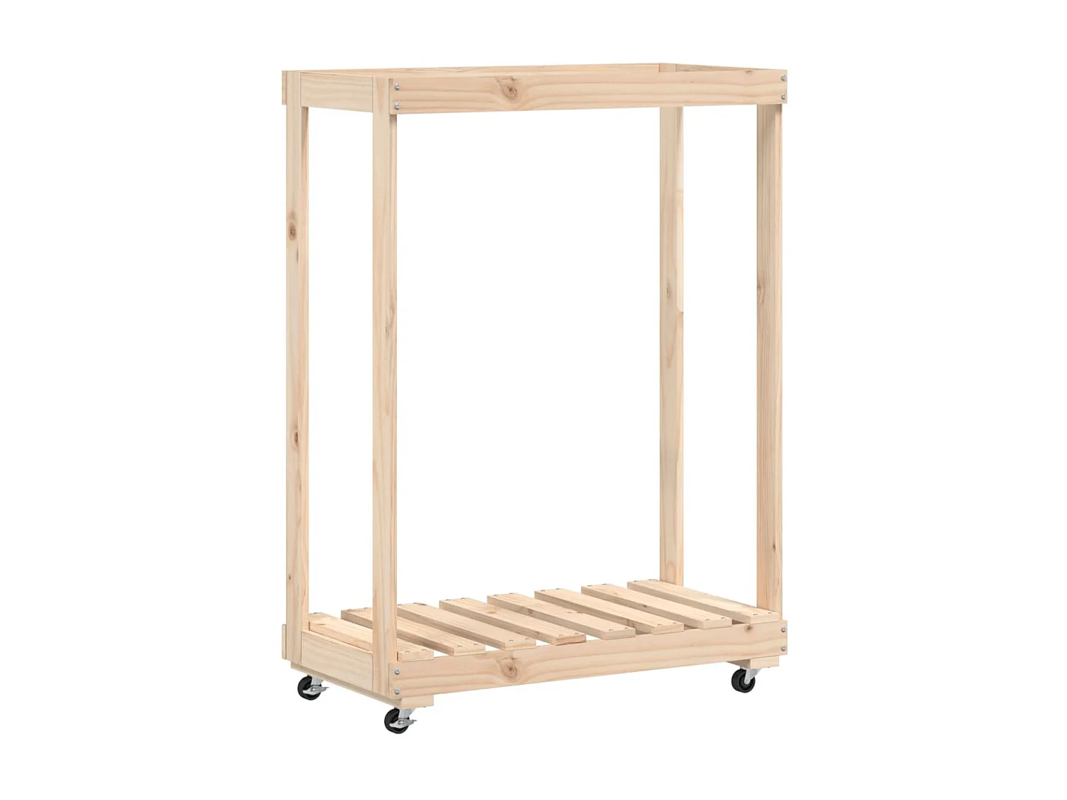 Suporte de lenha c/ rodas 76,5x40x108 cm pinho maciço PT577499