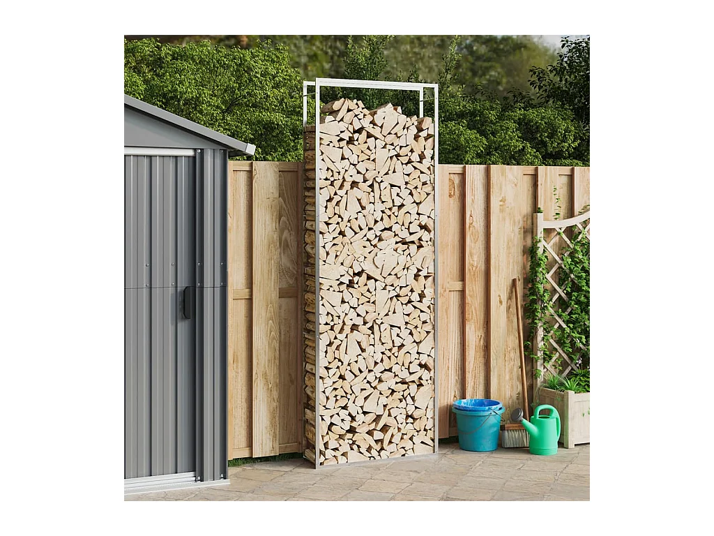 Porte-bûches 110x28x312 cm acier inoxydable -ASAF33273 BonneVie Meuble