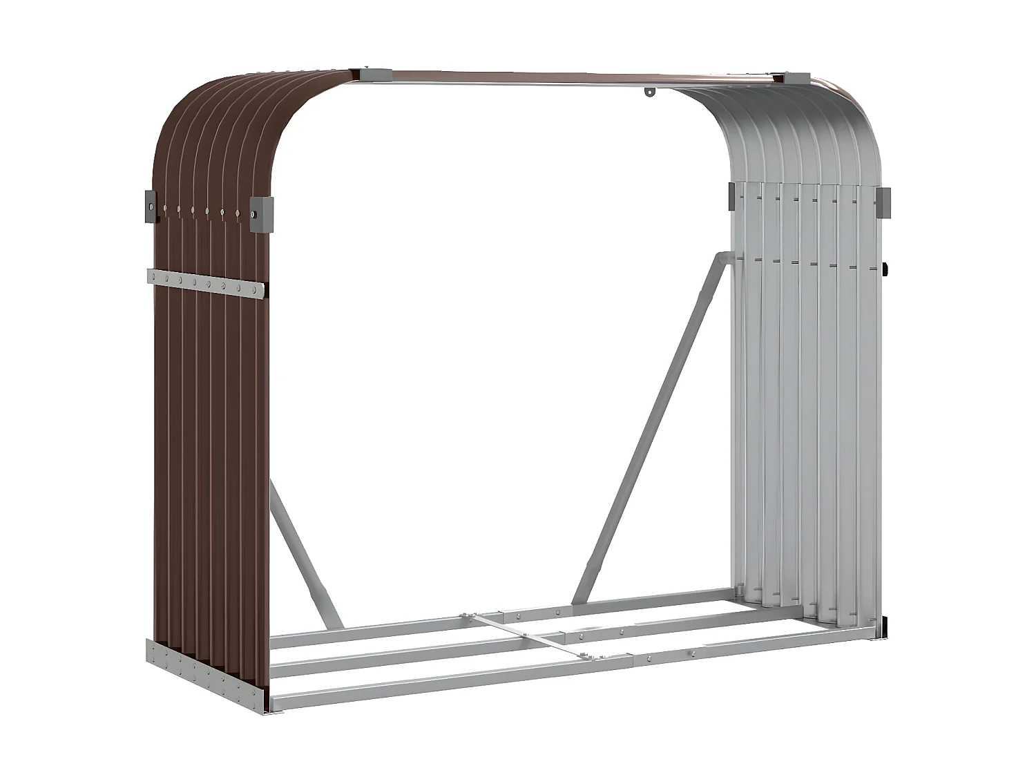 Porte-bûches marron 120x45x100 cm acier galvanisé EFVE89069 BonneVie Meuble