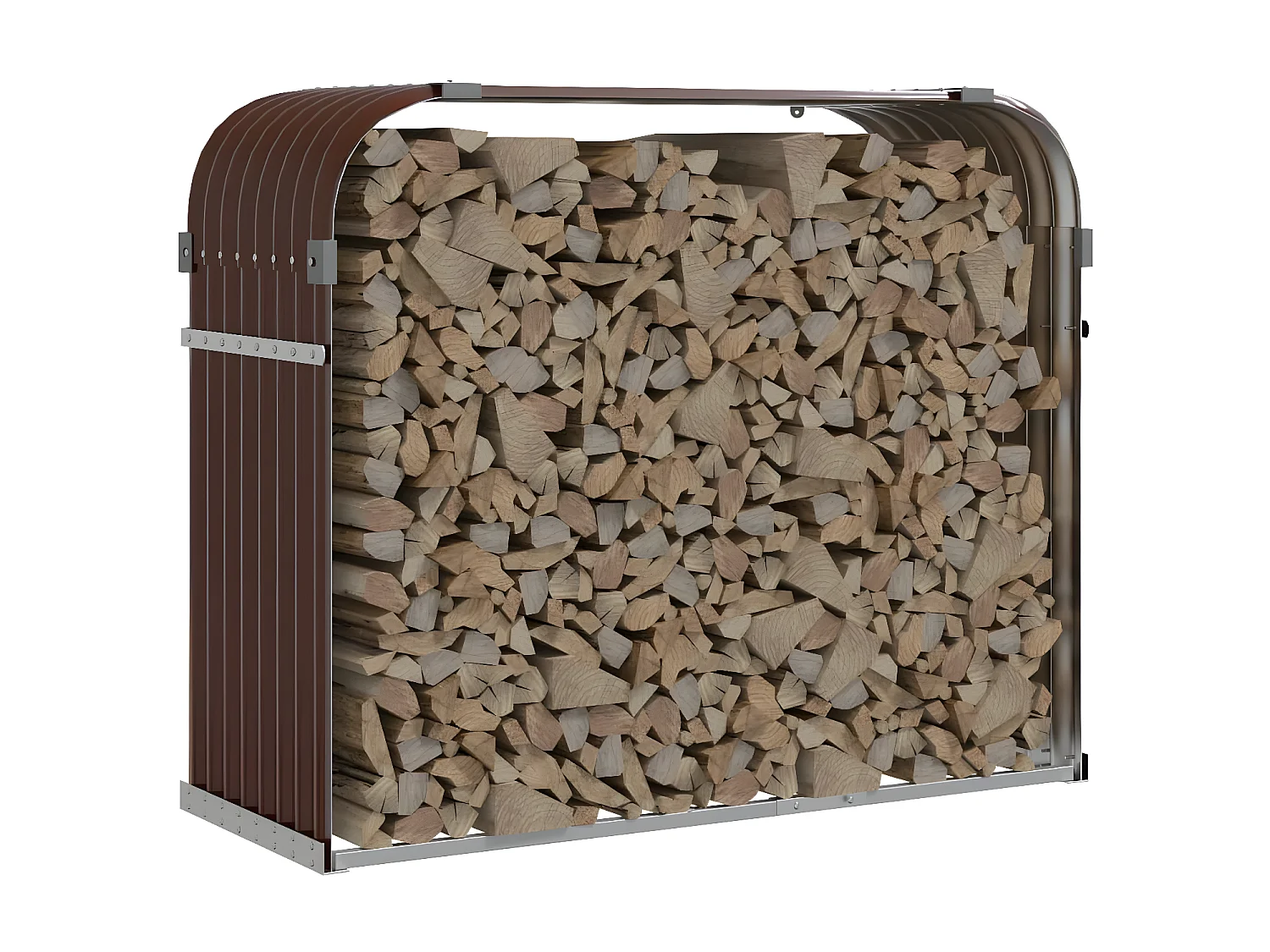 Porte-bûches marron 120x45x100 cm acier galvanisé EFVE89069 BonneVie Meuble