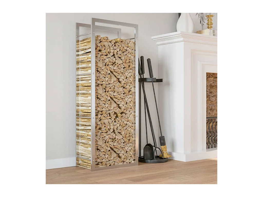 Porte-bûches 50x28x132 cm acier inoxydable -ASAF89790 BonneVie Meuble