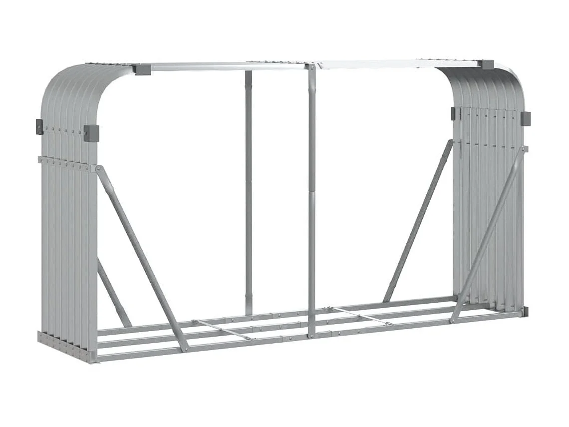 Porte-bûches argenté 180x45x100 cm acier galvanisé EFVE10214 BonneVie Meuble