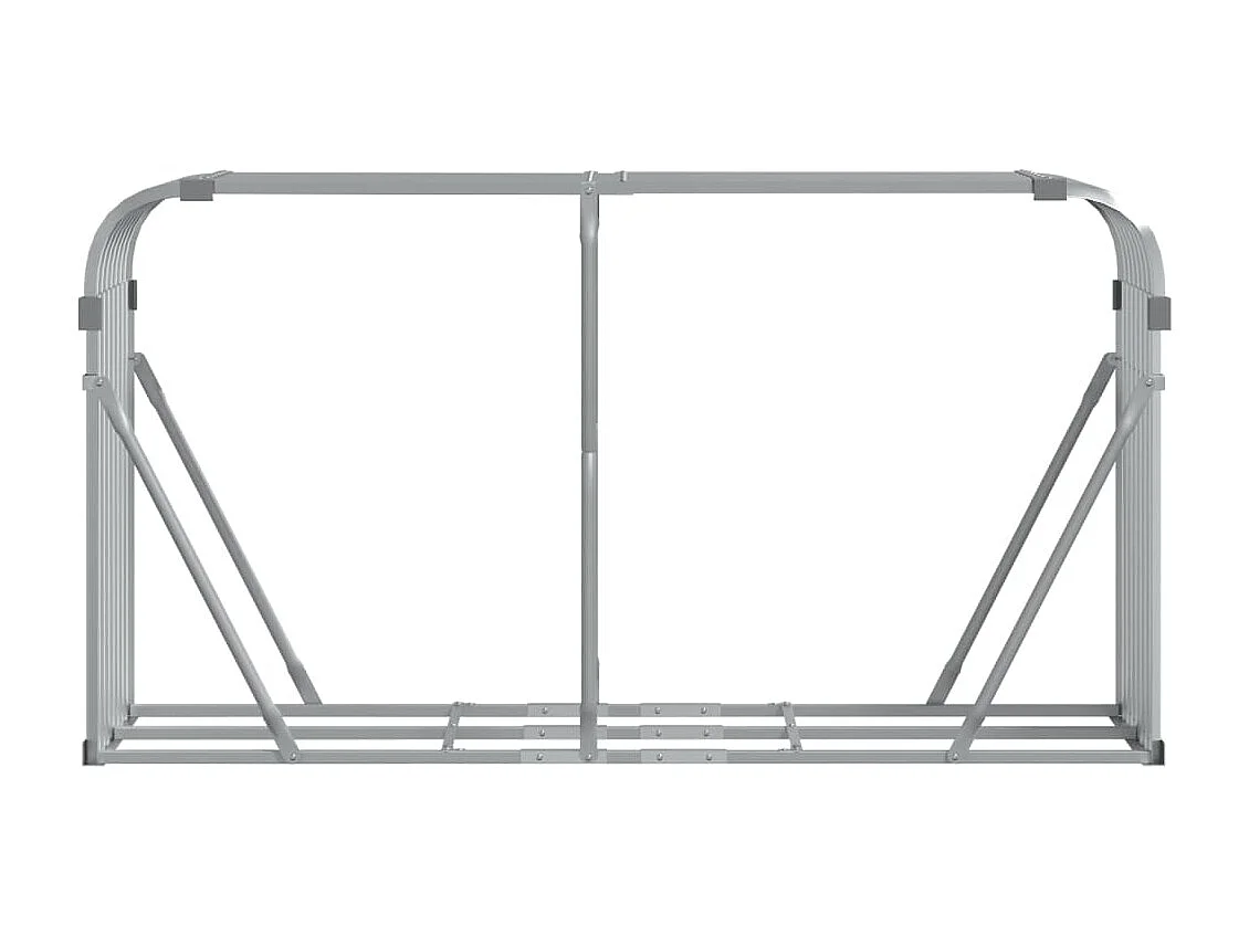 Porte-bûches argenté 180x45x100 cm acier galvanisé EFVE10214 BonneVie Meuble