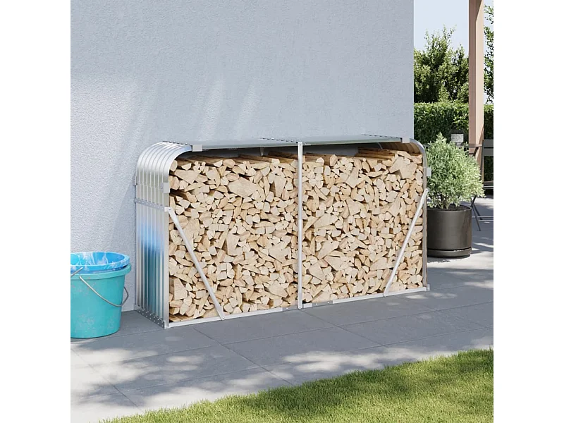 Haardhoutopslag 180x45x100 cm gegalvaniseerd staal zilverkleur NL698315