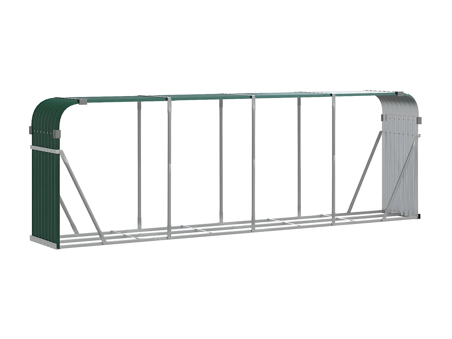 Porte-bûches vert 300x45x100 cm acier galvanisé EFVE87116 BonneVie Meuble