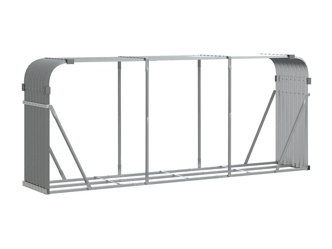 Porte-bûches gris clair 234x45x100 cm acier galvanisé EFVE92869 BonneVie Meuble