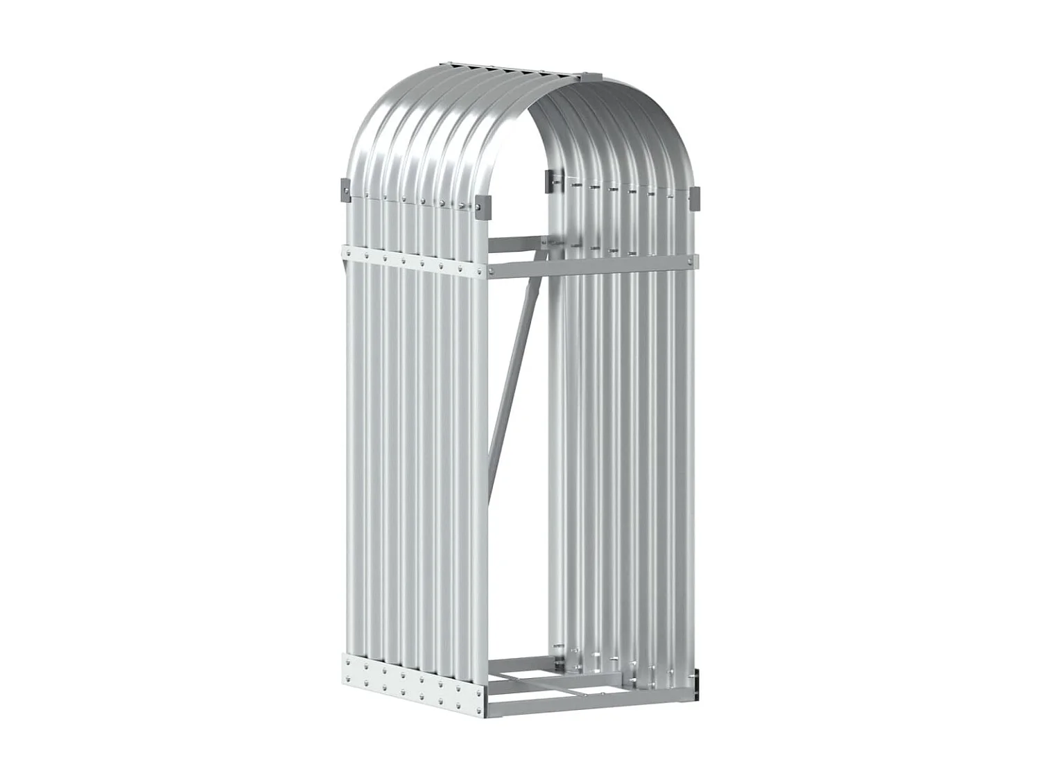 Porte-bûches argenté 40x45x100 cm acier galvanisé EFVE38327 BonneVie Meuble